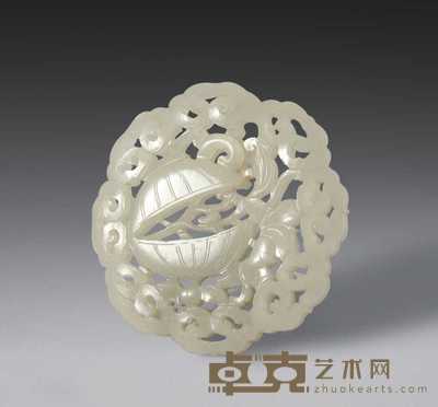 清 青玉合和二仙玉饰 长6.5cm